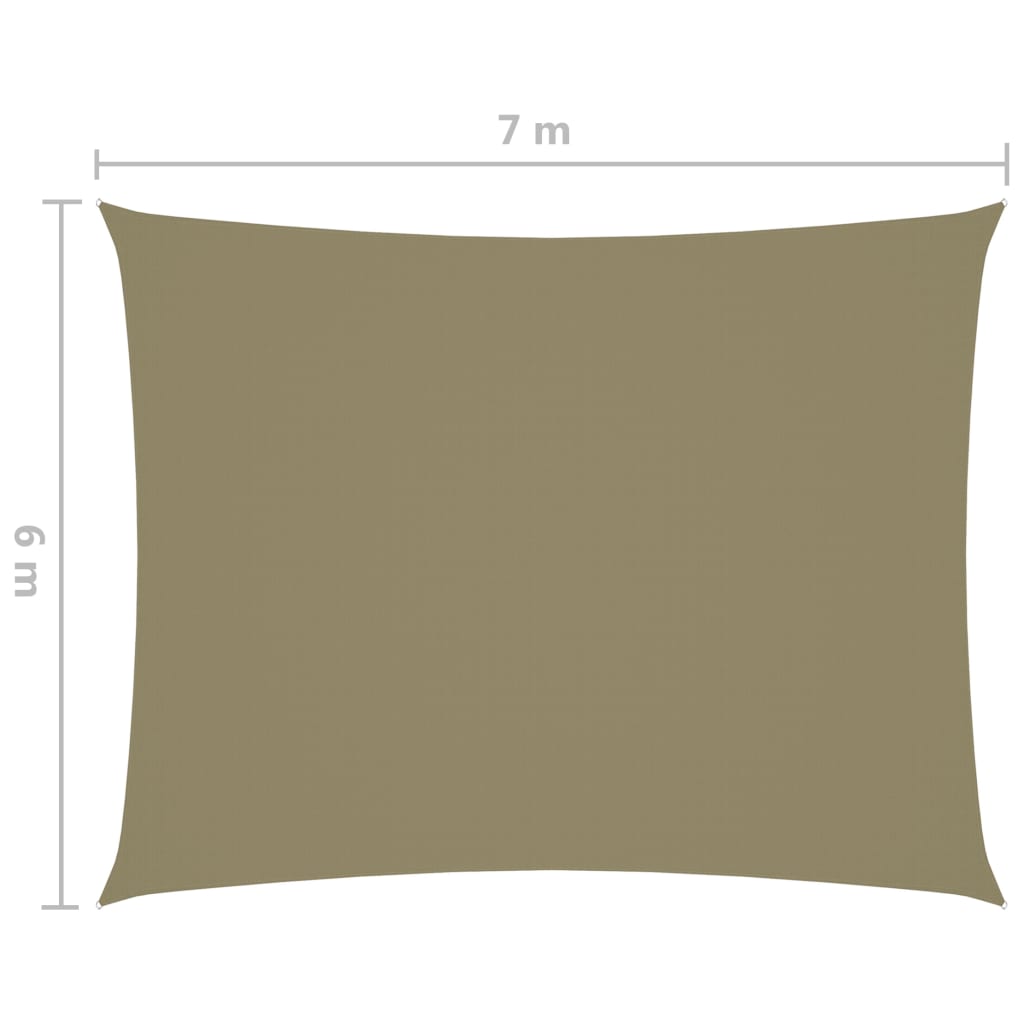 vidaXL Toldo de vela rectangular tela Oxford beige 6x7 m