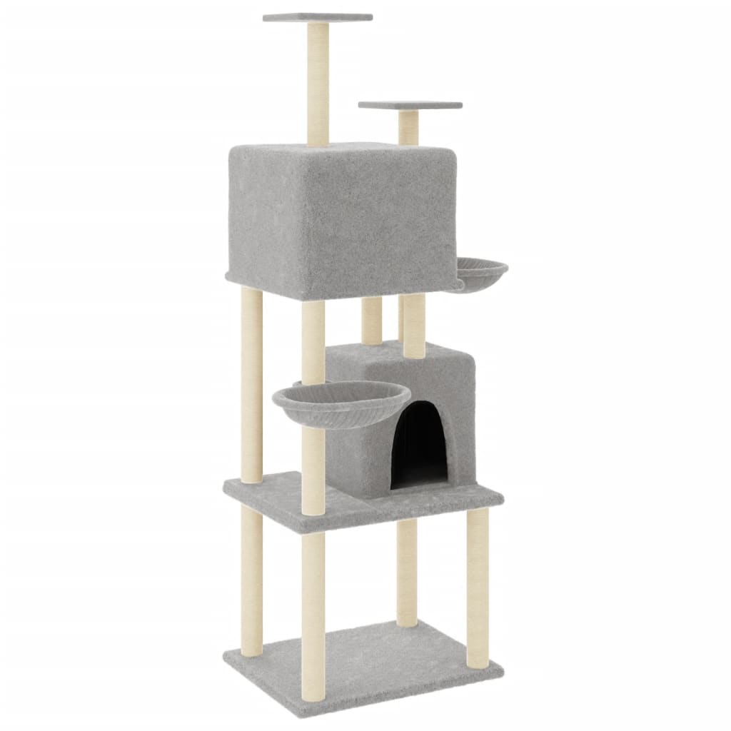 vidaXL Rascador para gatos con postes de sisal gris claro 180 cm