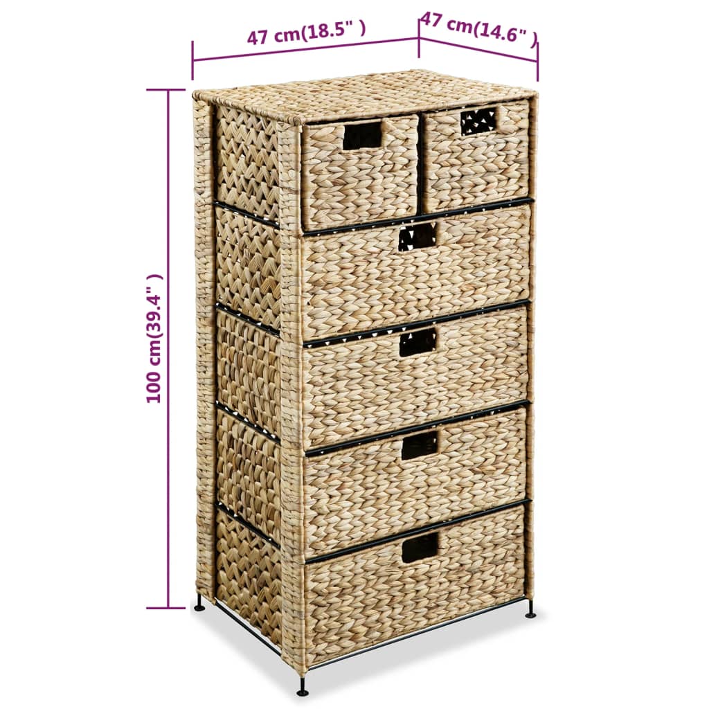 vidaXL Unidad de almacenaje con 6 cestas47x37x100 cm jacinto de agua