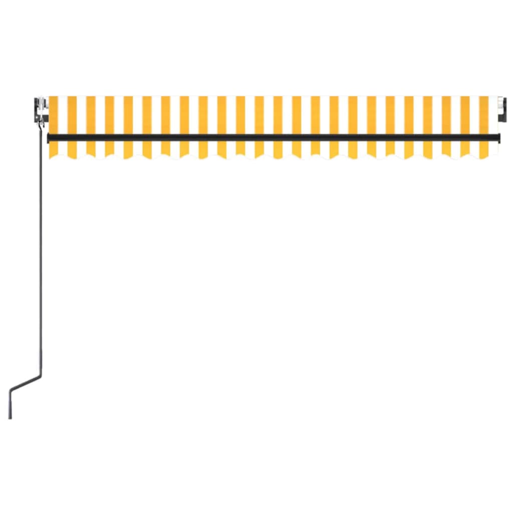 vidaXL Toldo automático LED sensor de viento amarillo blanco 450x300cm