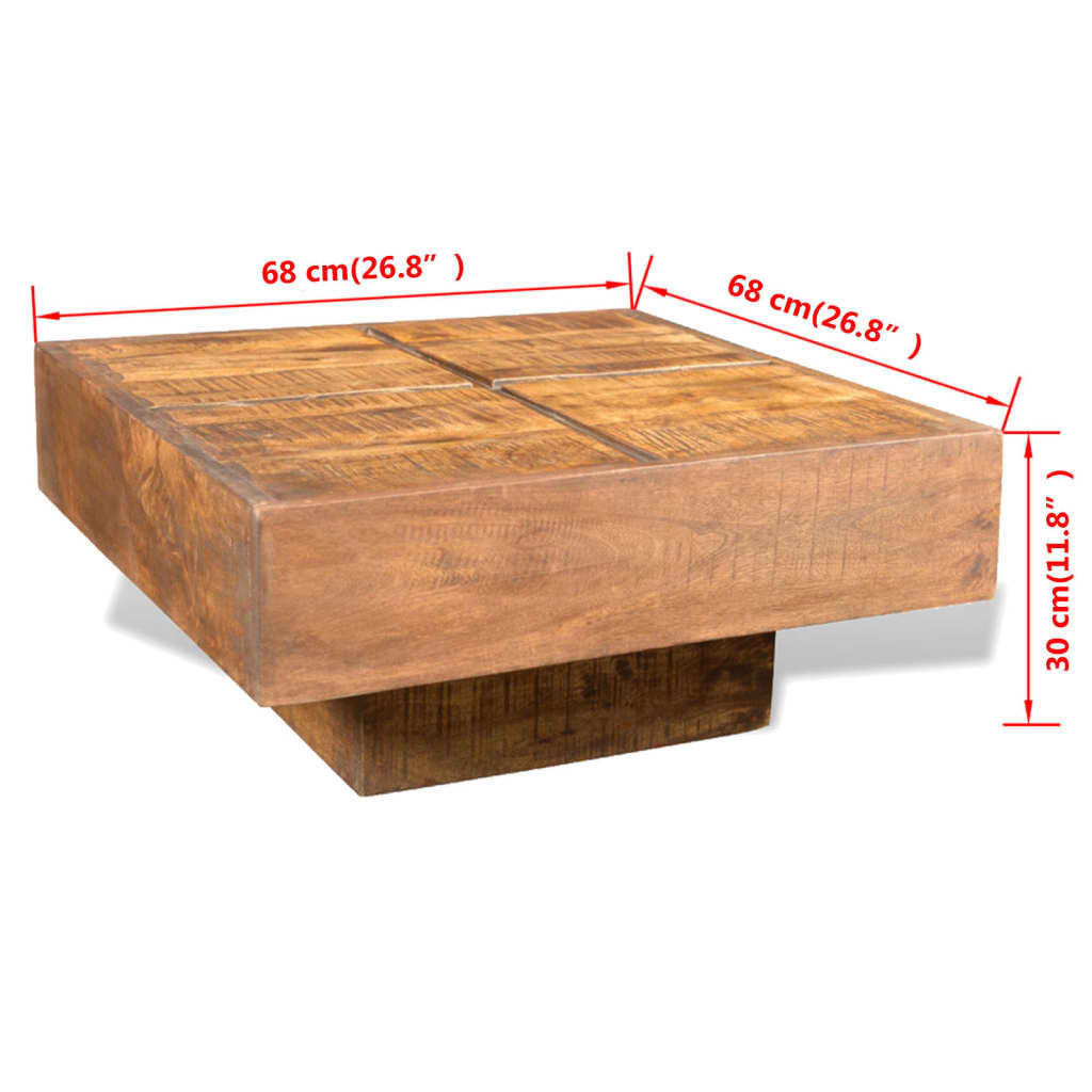 vidaXL Mesa de centro cuadrada de madera de mango marrón