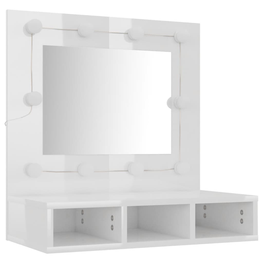 vidaXL Mueble con espejo y LED blanco brillante 60x31,5x62 cm