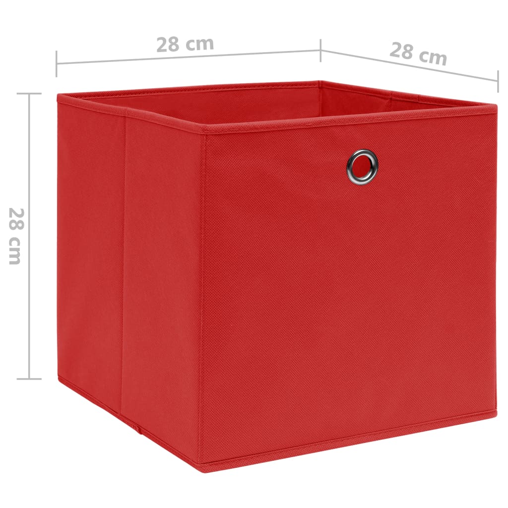 vidaXL Cajas de almacenaje 4 uds tela no tejida rojo 28x28x28 cm