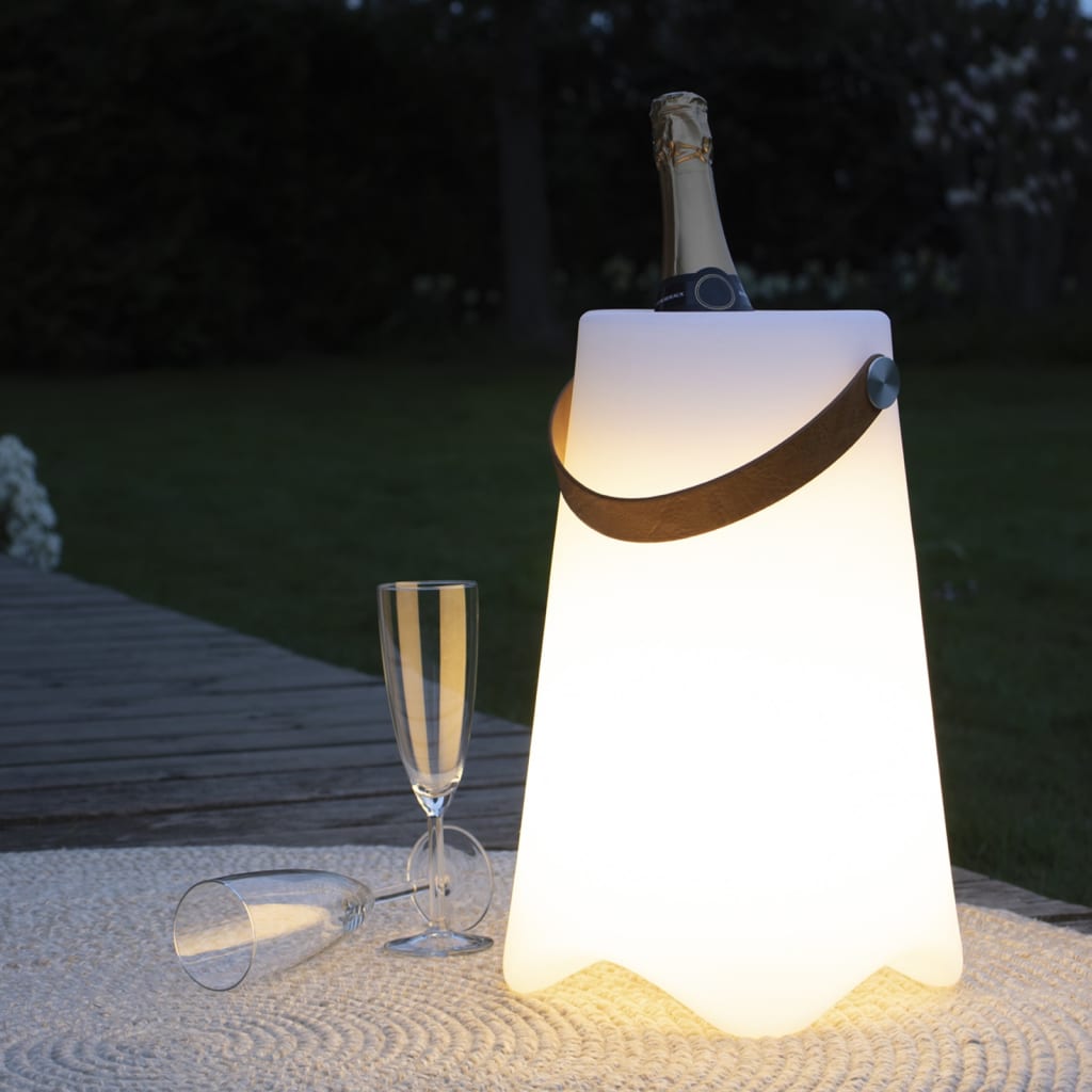 House Nordic Enfriador de botellas de vino Kira LED y correa PU blanco