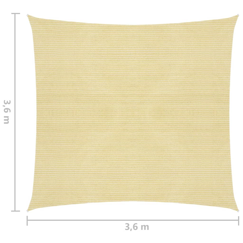 vidaXL Toldo de vela cuadrado 3,6x3,6 m HDPE beige