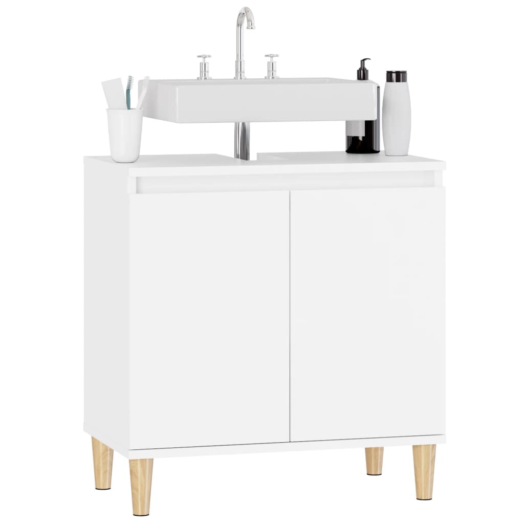 vidaXL Armario para lavabo madera contrachapada blanco 58x33x60 cm