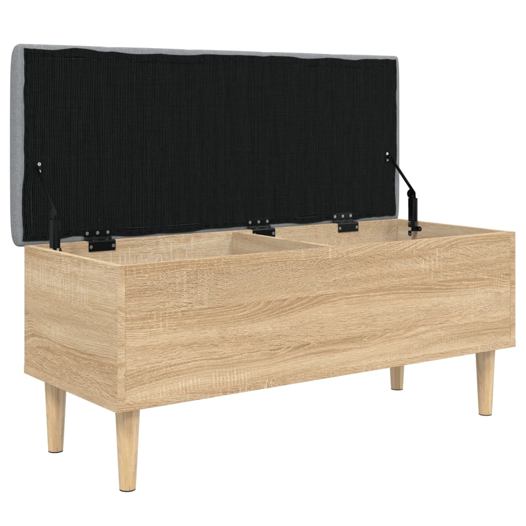 vidaXL Banco con almacenaje madera ingeniería roble Sonoma 102x42x46cm