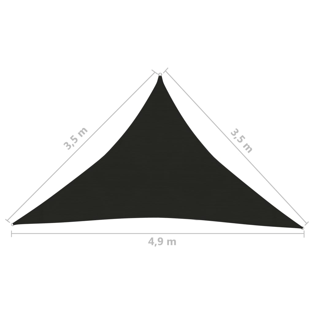 vidaXL Toldo de vela HDPE negro 160 g/m² 3,5x3,5x4,9 m