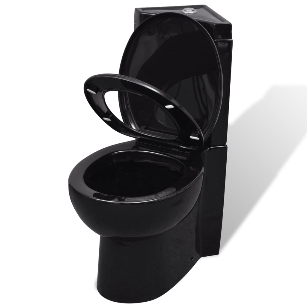 vidaXL Inodoro WC de esquina cerámica negro