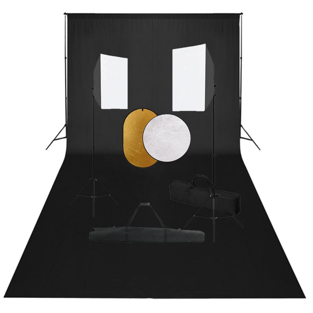 vidaXL Kit de estudio fotográfico con luces softbox, fondo y reflector
