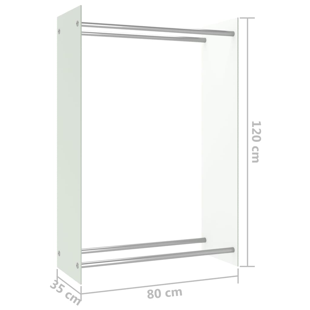 vidaXL Leñero de vidrio blanco 80x35x120 cm