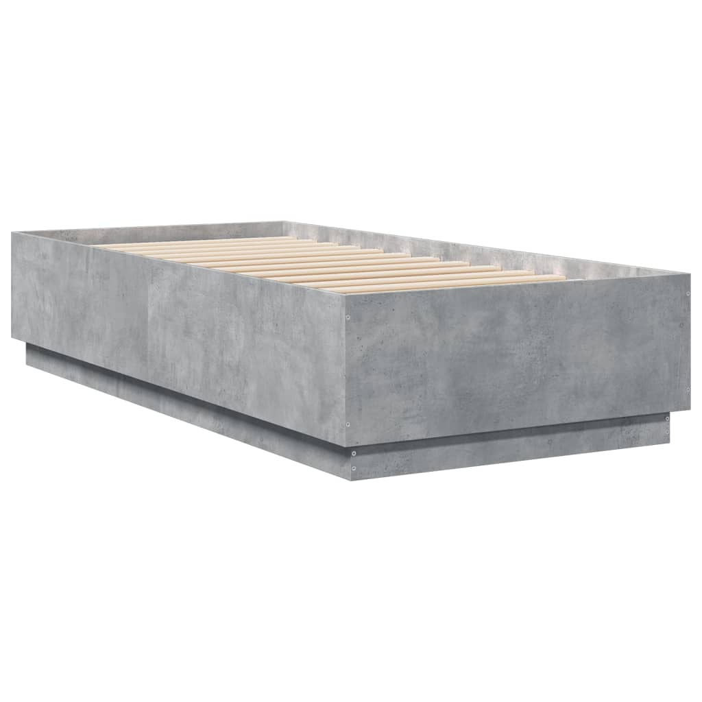 vidaXL Estructura de cama madera de ingeniería gris hormigón 100x200cm