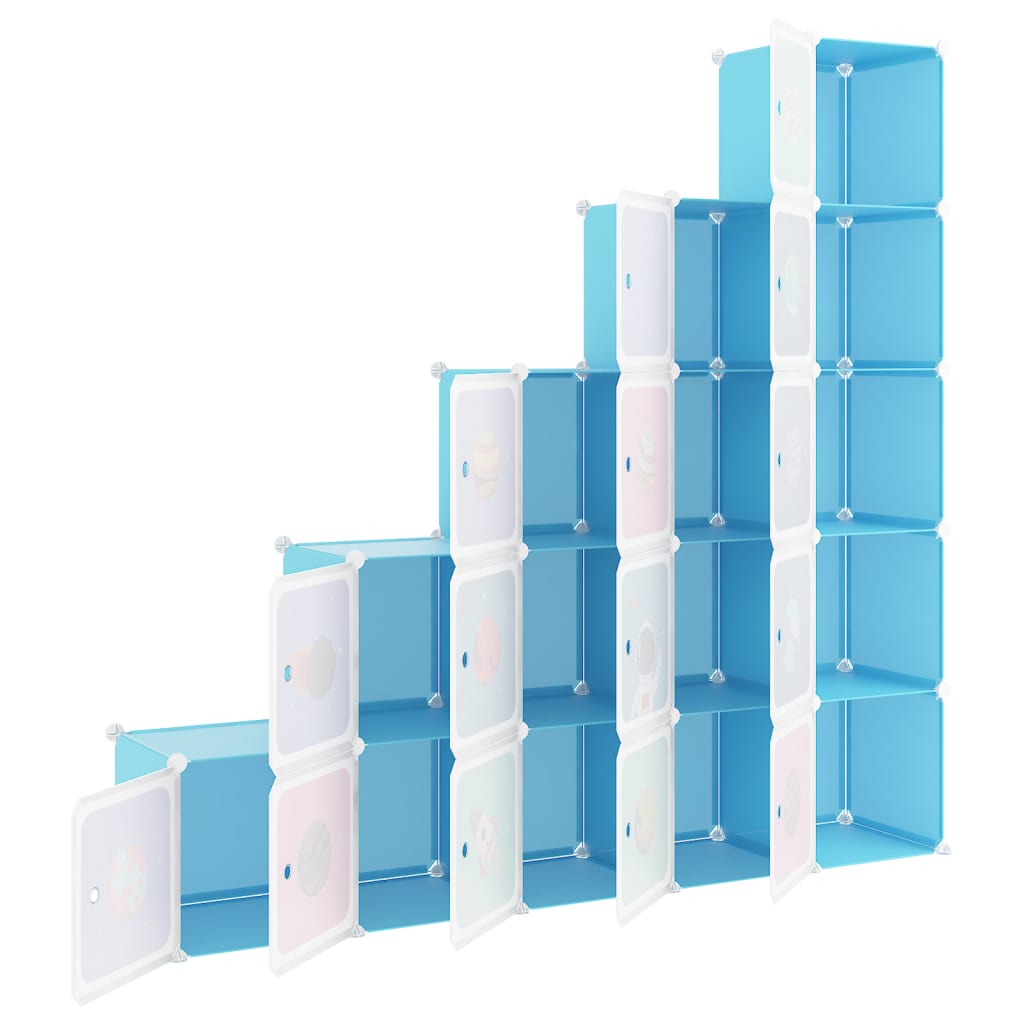 vidaXL Estantería infantil de cubos con 15 compartimentos azul PP
