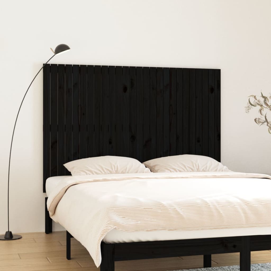 vidaXL Cabecero de cama de pared madera maciza pino negro 166x3x110 cm