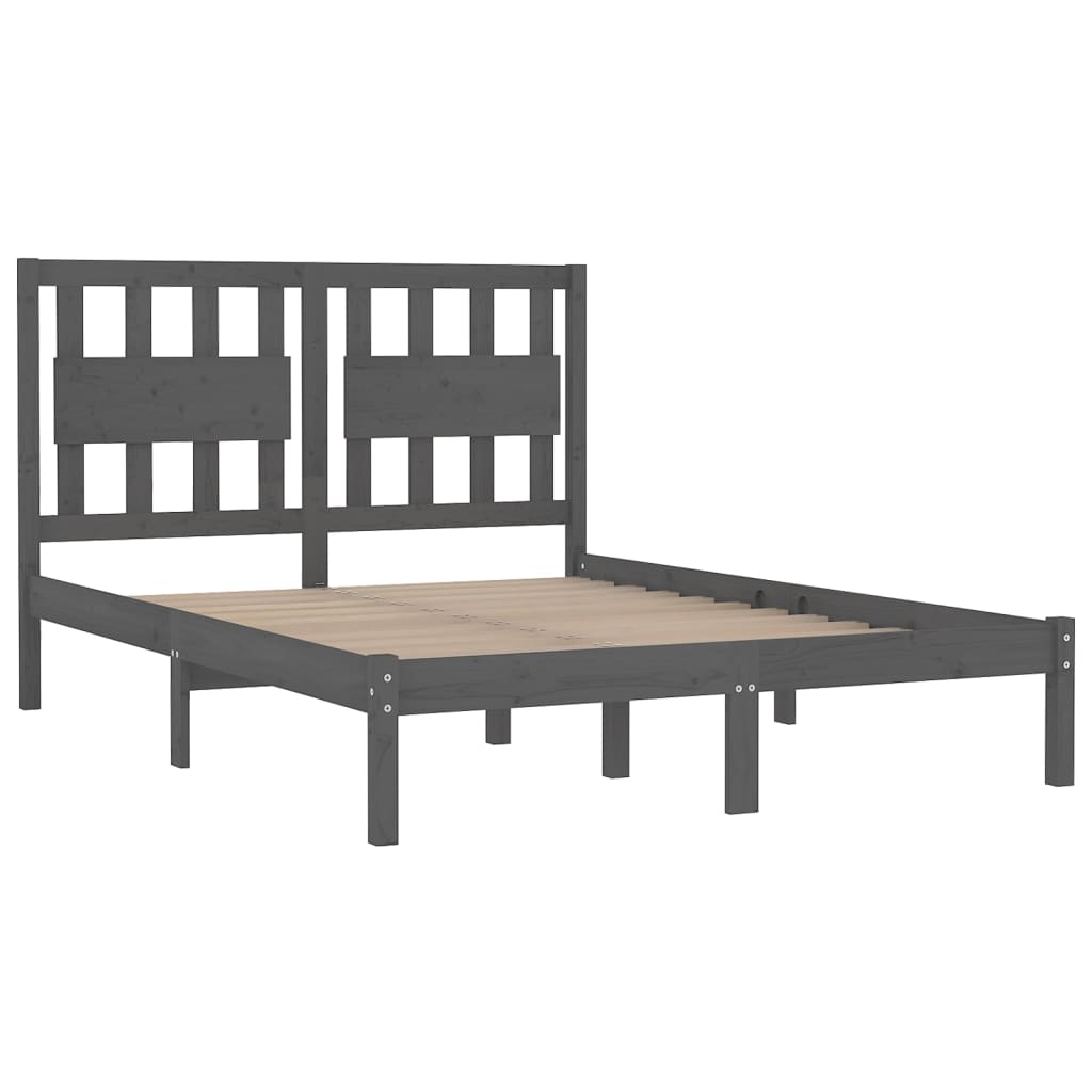 vidaXL Estructura de cama madera maciza de pino gris 150x200 cm