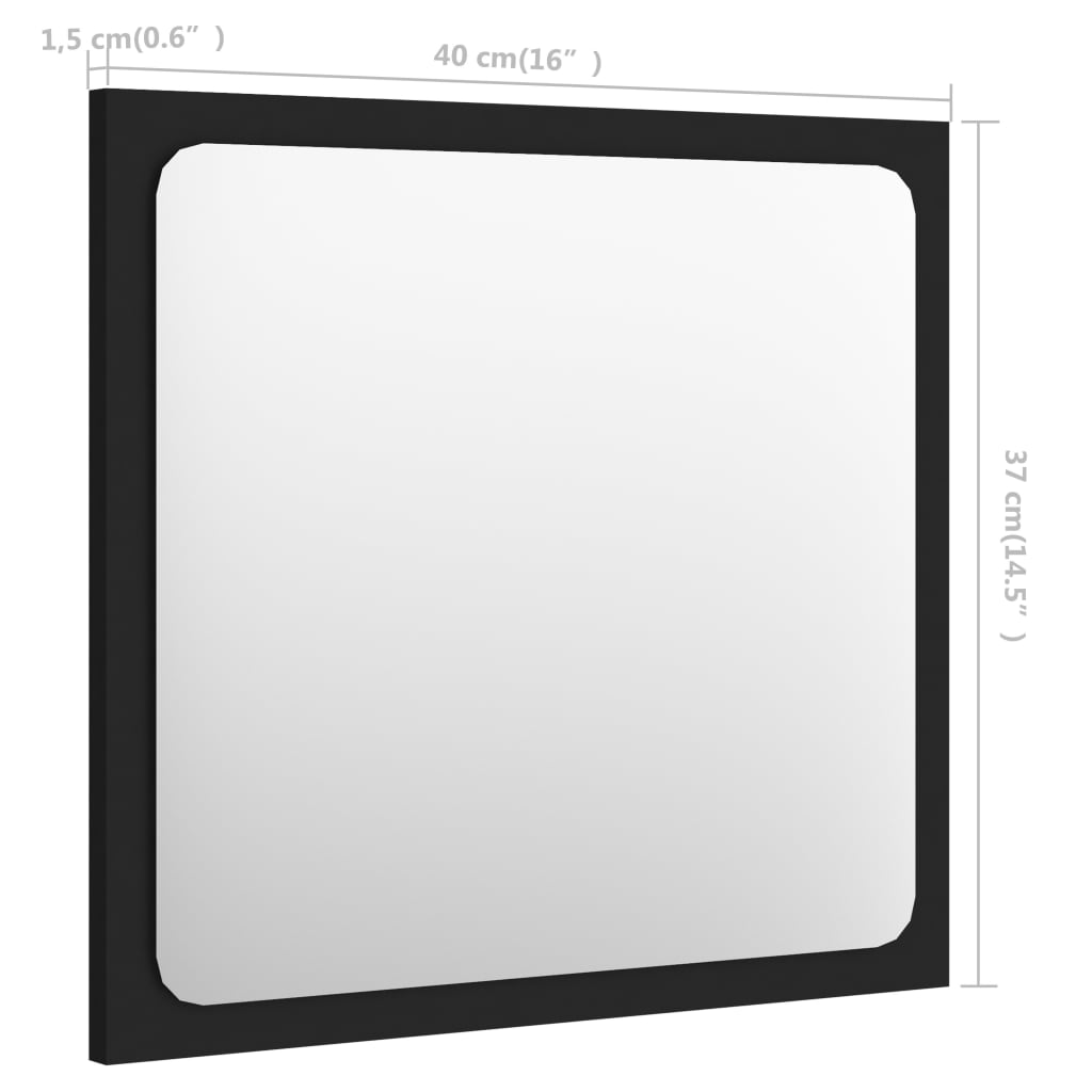 vidaXL Espejo de baño madera contrachapada negro 40x1,5x37 cm