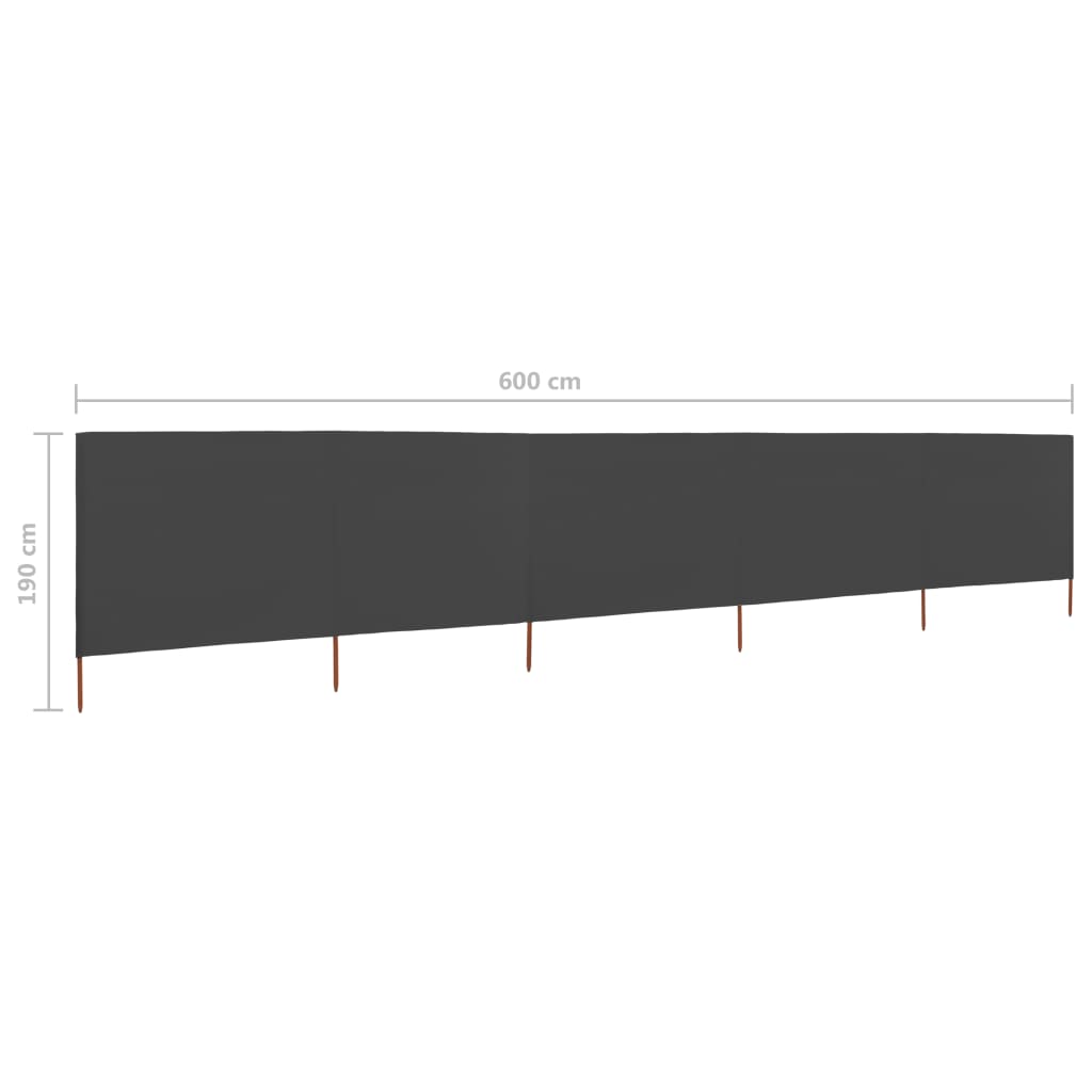 vidaXL Paravientos de 5 paneles tela gris antracita 600x160cm