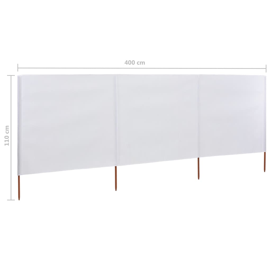 vidaXL Paravientos de playa de 3 paneles tela blanco arena 400x80 cm
