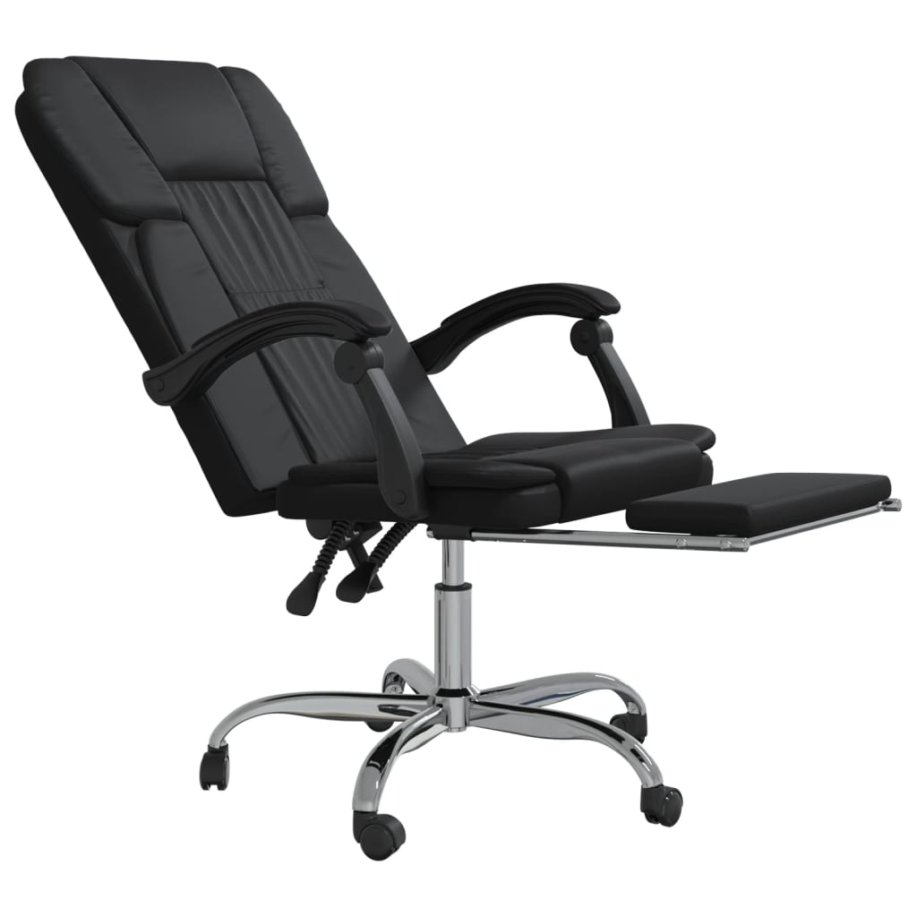 vidaXL Silla de oficina reclinable cuero sintético negro