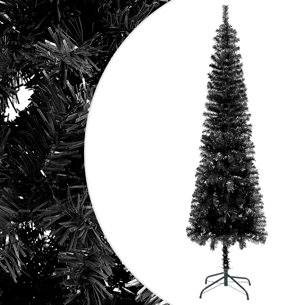 vidaXL Árbol de Navidad delgado con luces negro 180 cm