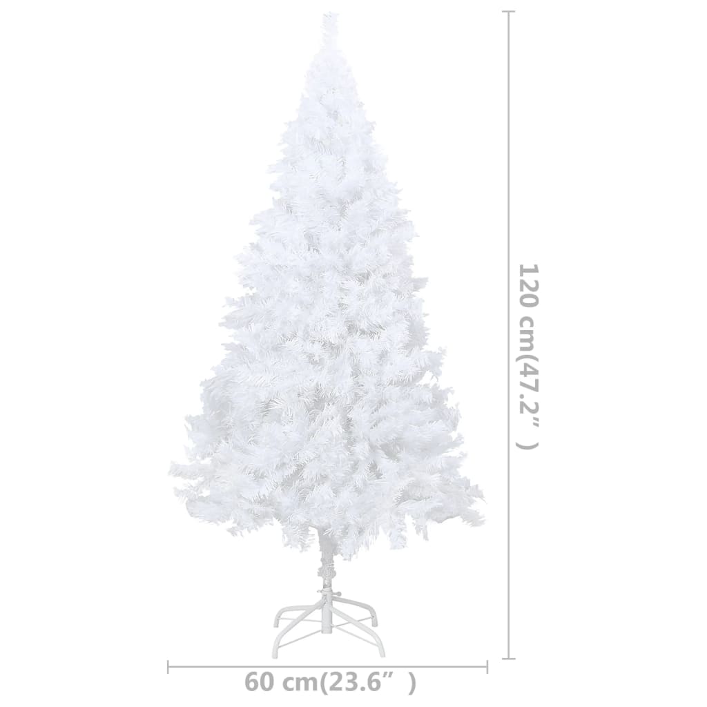 vidaXL Árbol de Navidad con luces y ramas gruesas blanco 120 cm