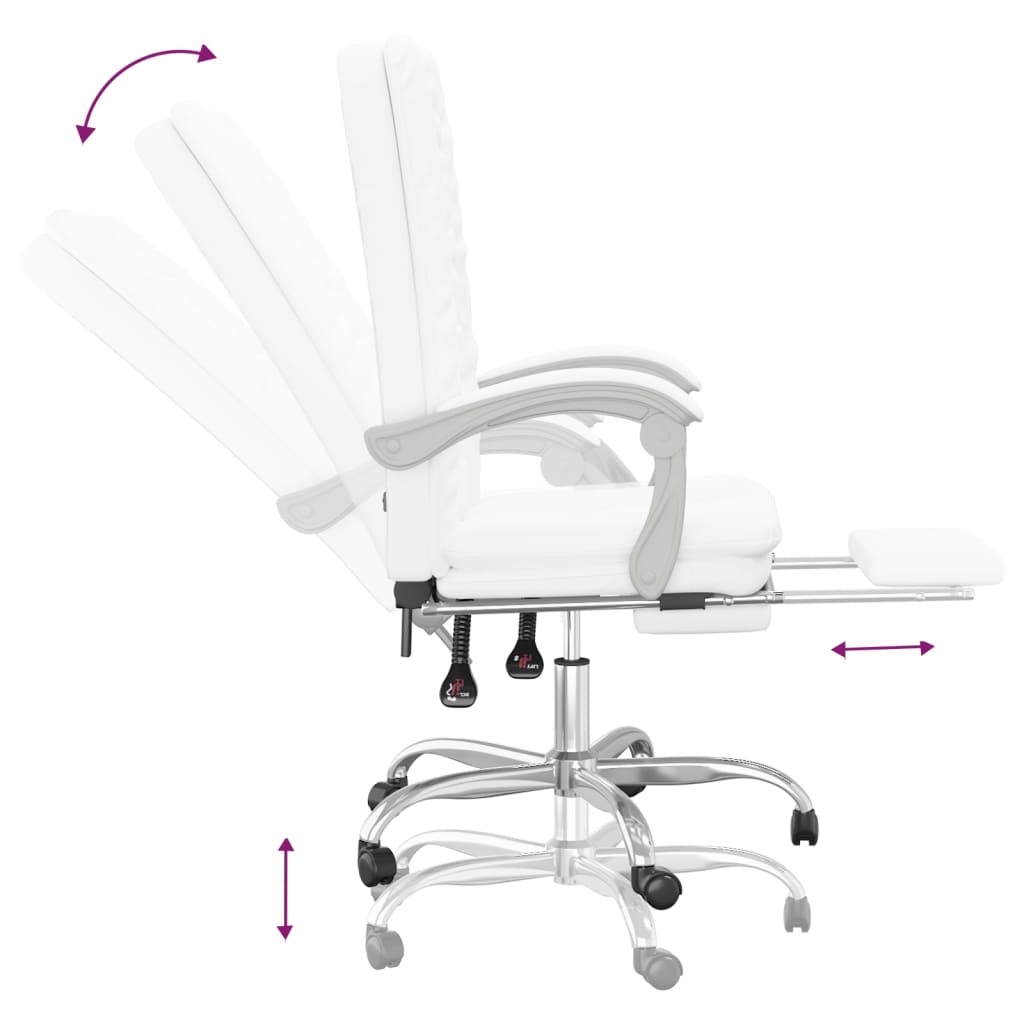 vidaXL Silla de oficina reclinable cuero sintético blanco