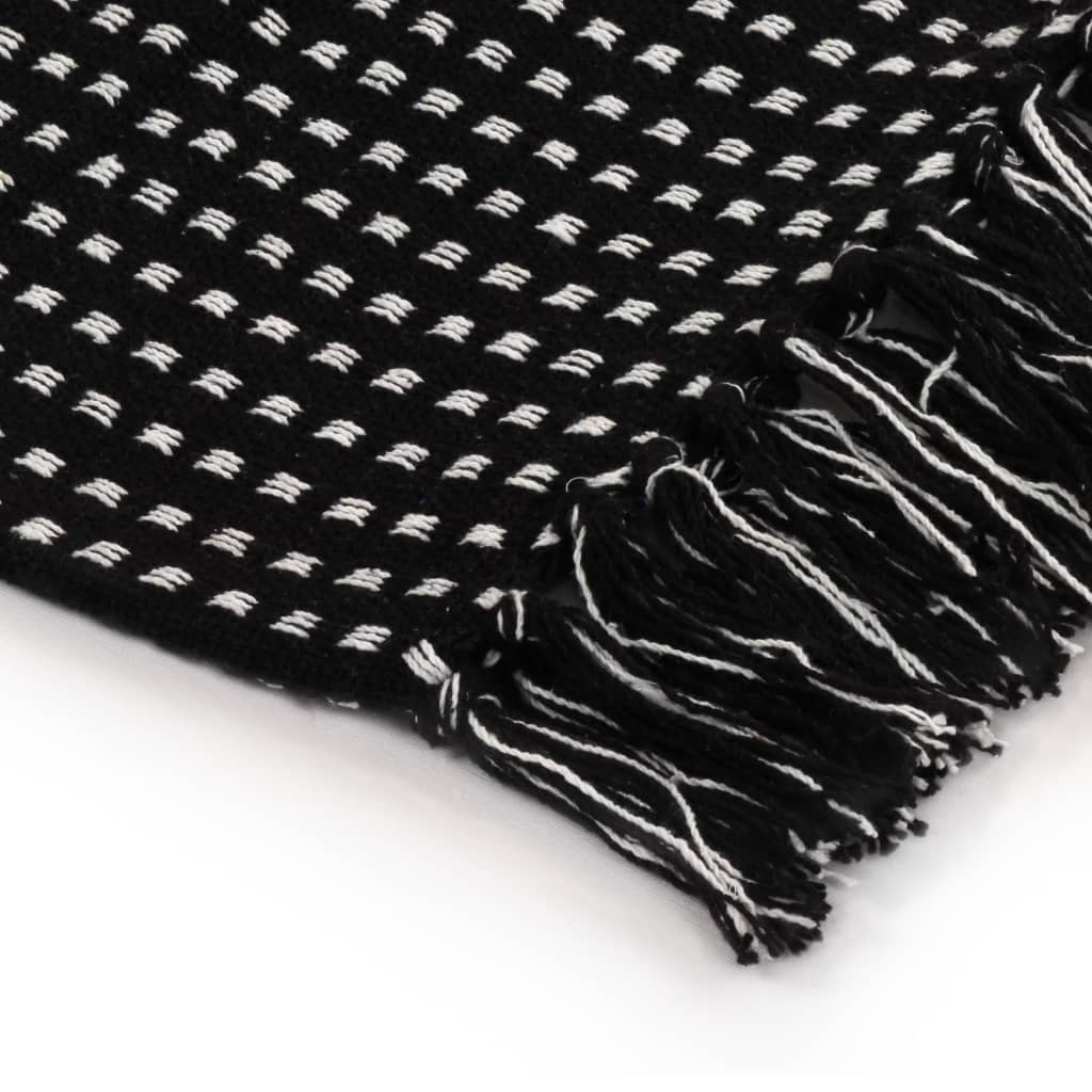 vidaXL Manta a cuadros de algodón negro 125x150 cm