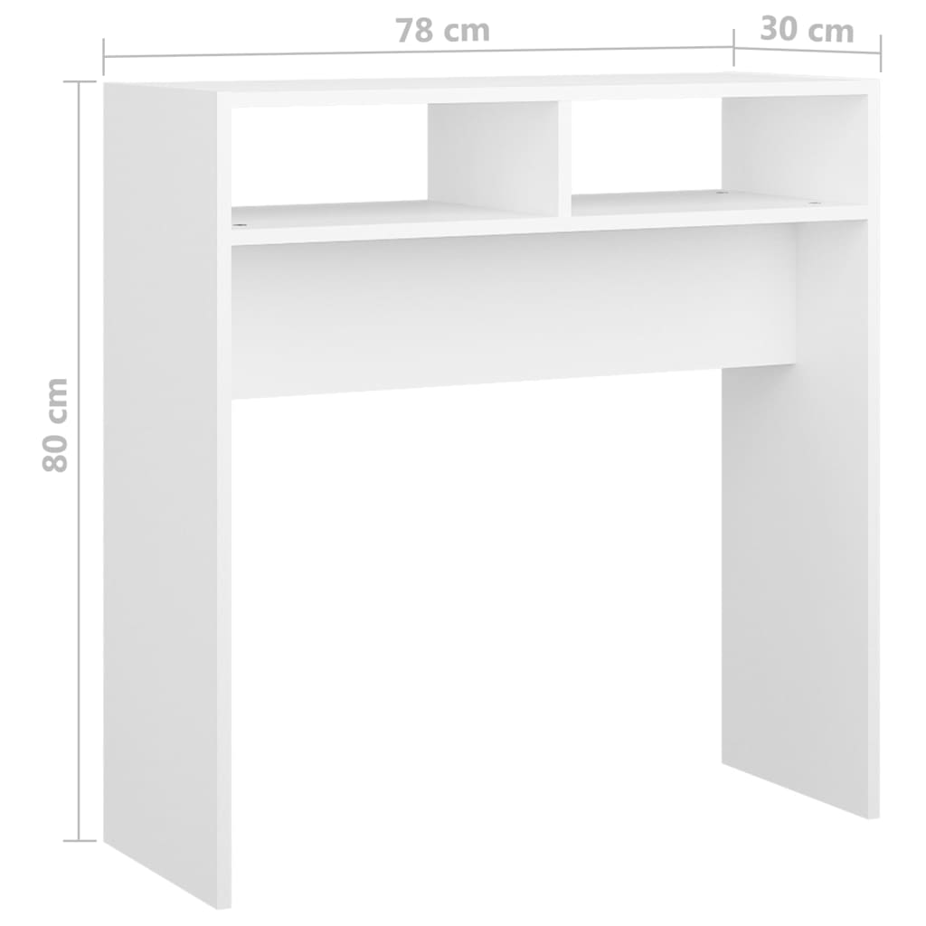 vidaXL Mesa consola madera de ingeniería blanco 78x30x80 cm