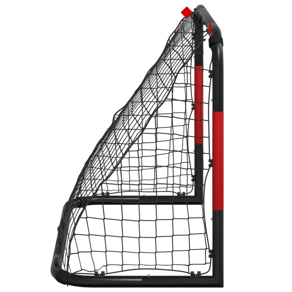 vidaXL Portería de fútbol con red acero rojo y negro 90x48x71 cm
