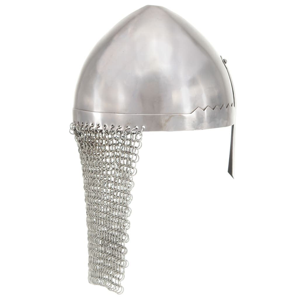 vidaXL Réplica de casco de caballero antiguo LARP acero plateado