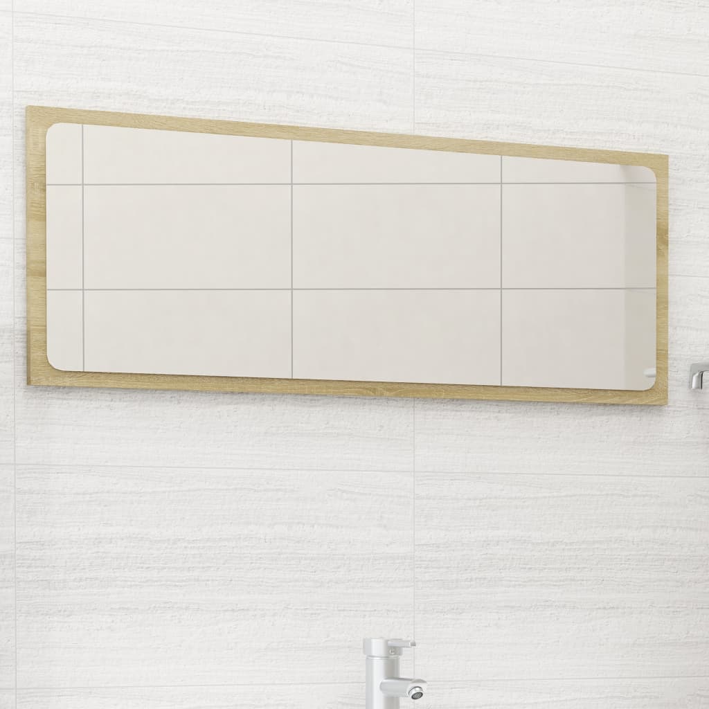 vidaXL Espejo de baño madera contrachapada color roble 90x1,5x37 cm