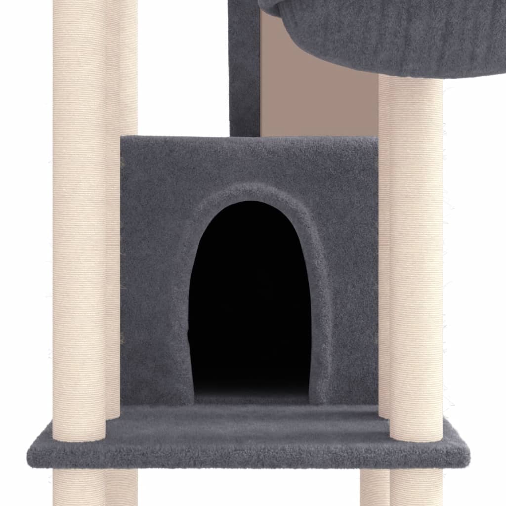 vidaXL Rascador para gatos con postes de sisal gris oscuro 201 cm