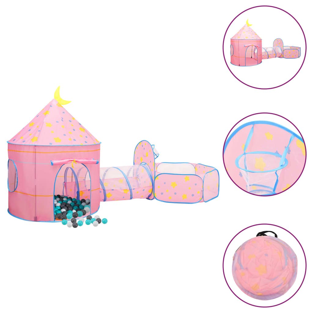 vidaXL Tienda de juegos para niños con 250 bolas rosa 301x120x128 cm