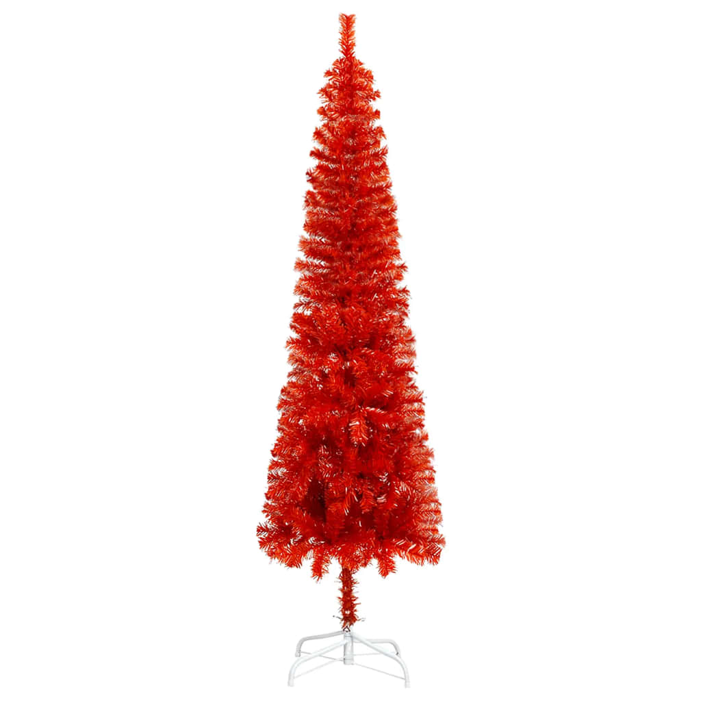 vidaXL Árbol de Navidad delgado rojo 210 cm