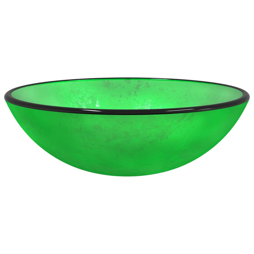 vidaXL Lavabo de vidrio templado verde 42x14 cm