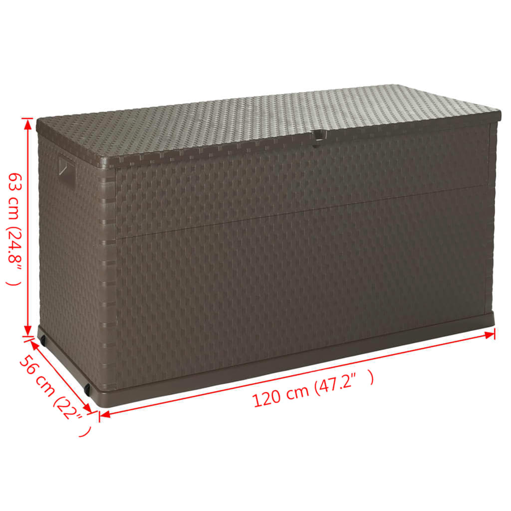 vidaXL Caja de almacenamiento de jardín marrón ratán PP 120x56x63 cm