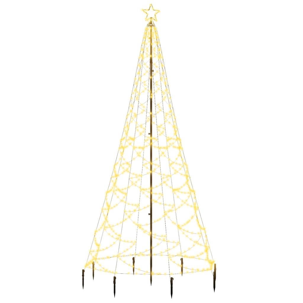 vidaXL Árbol de Navidad con poste de metal 500 LEDs blanco cálido 3 m