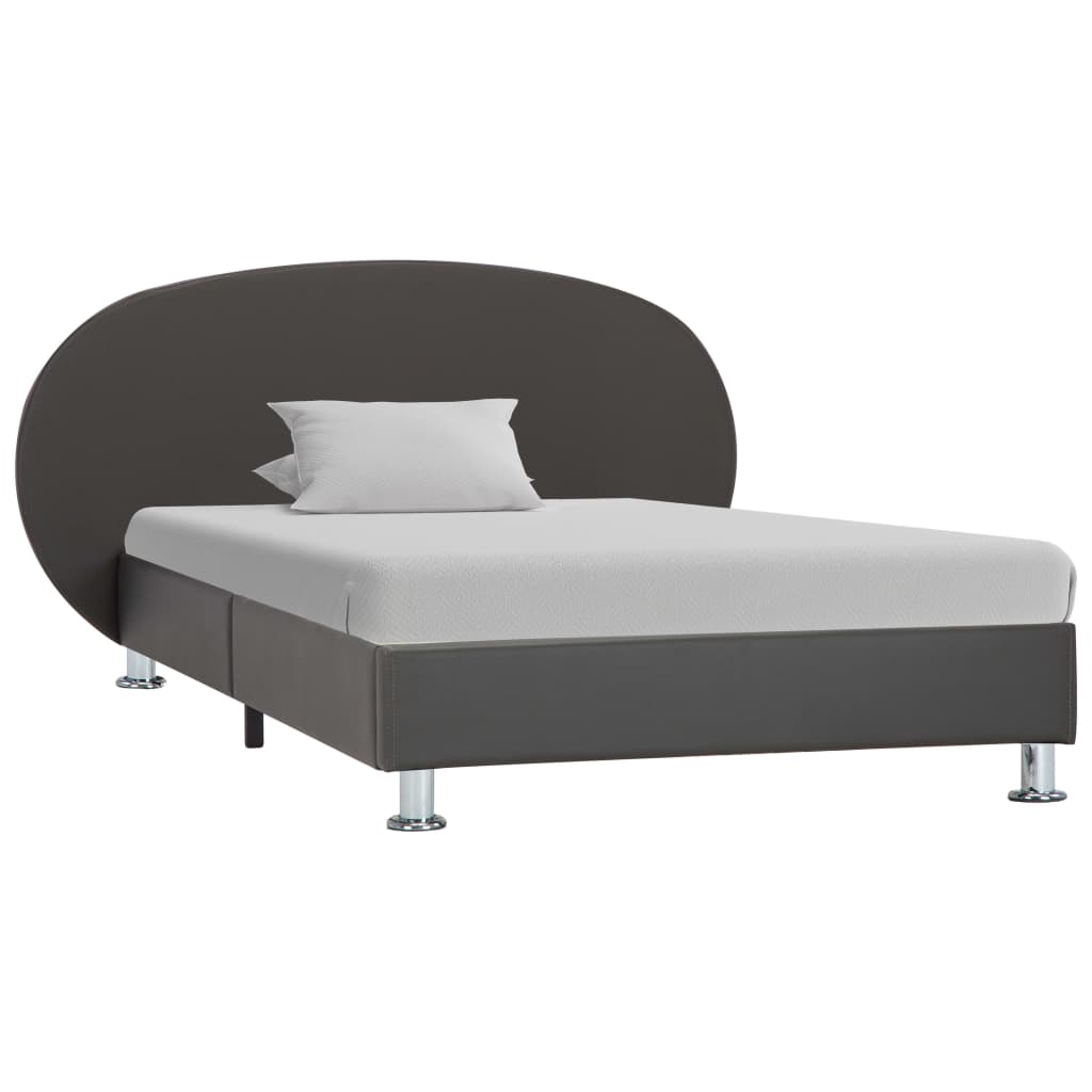 vidaXL Estructura de cama de cuero sintético gris 90x200 cm
