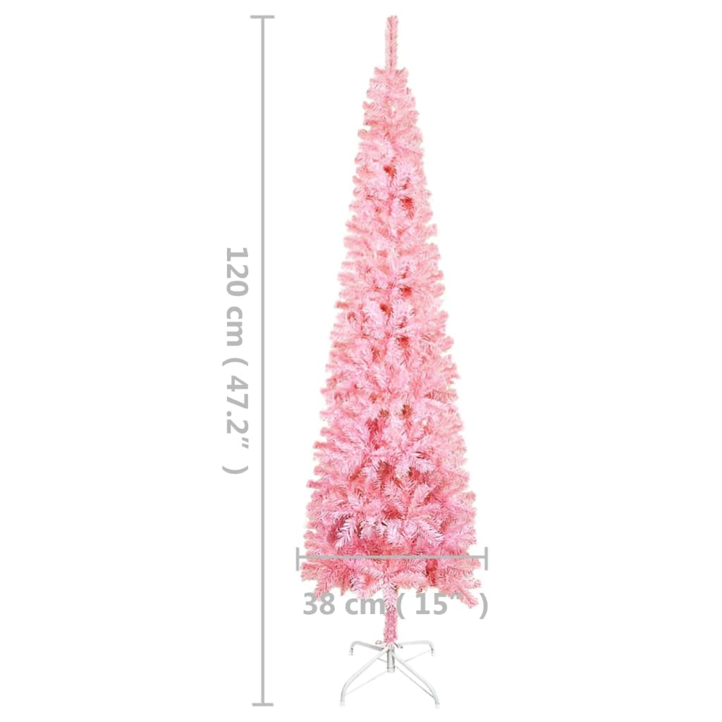 vidaXL Árbol de Navidad delgado iluminado con luces rosa 120 cm