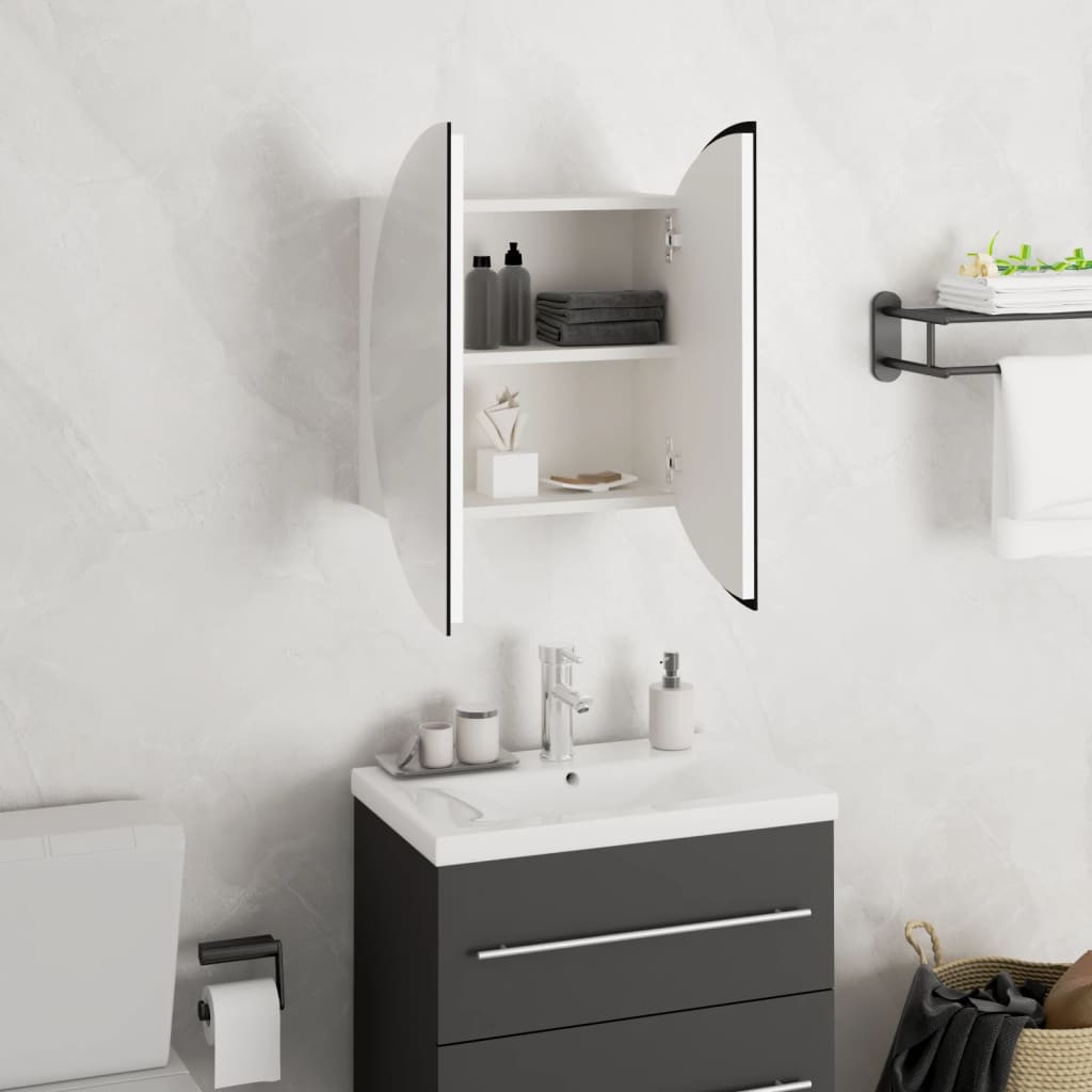 vidaXL Armario de baño con espejo redondo y LED blanco 40x40x17,5 cm