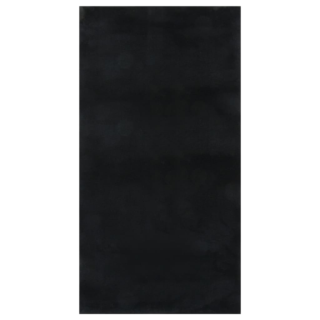 vidaXL Alfombra peluda antideslizante lavable negro 80x150 cm