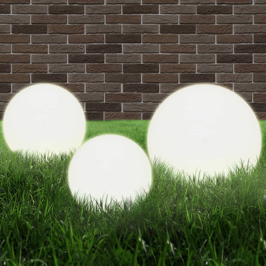 vidaXL Juego de lámparas de bola LED 3 pzas esféricas 20/30/40 cm PMMA