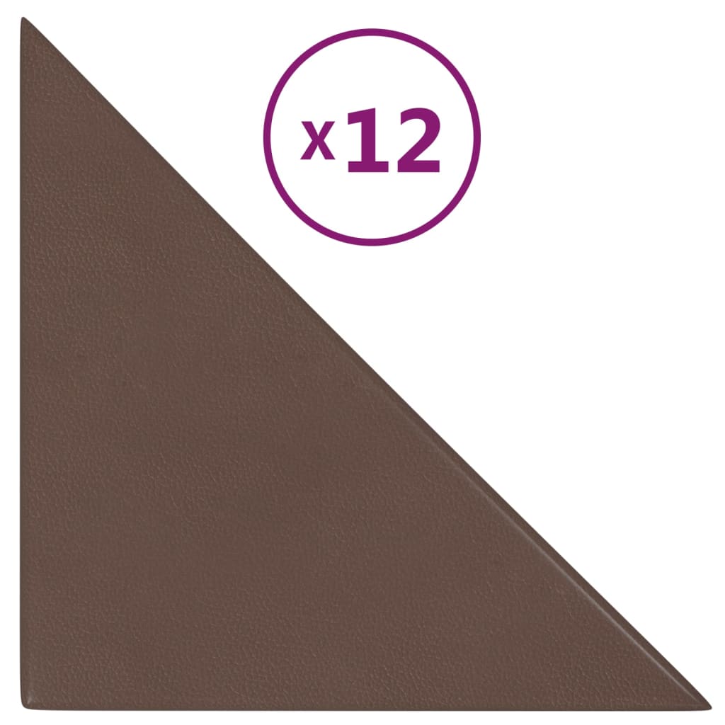 vidaXL Paneles de pared 12 uds cuero sintético marrón 30x30 cm 0,54 m²