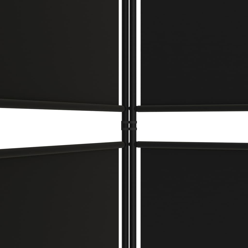 vidaXL Biombo divisor de 5 paneles de tela negro 250x220 cm