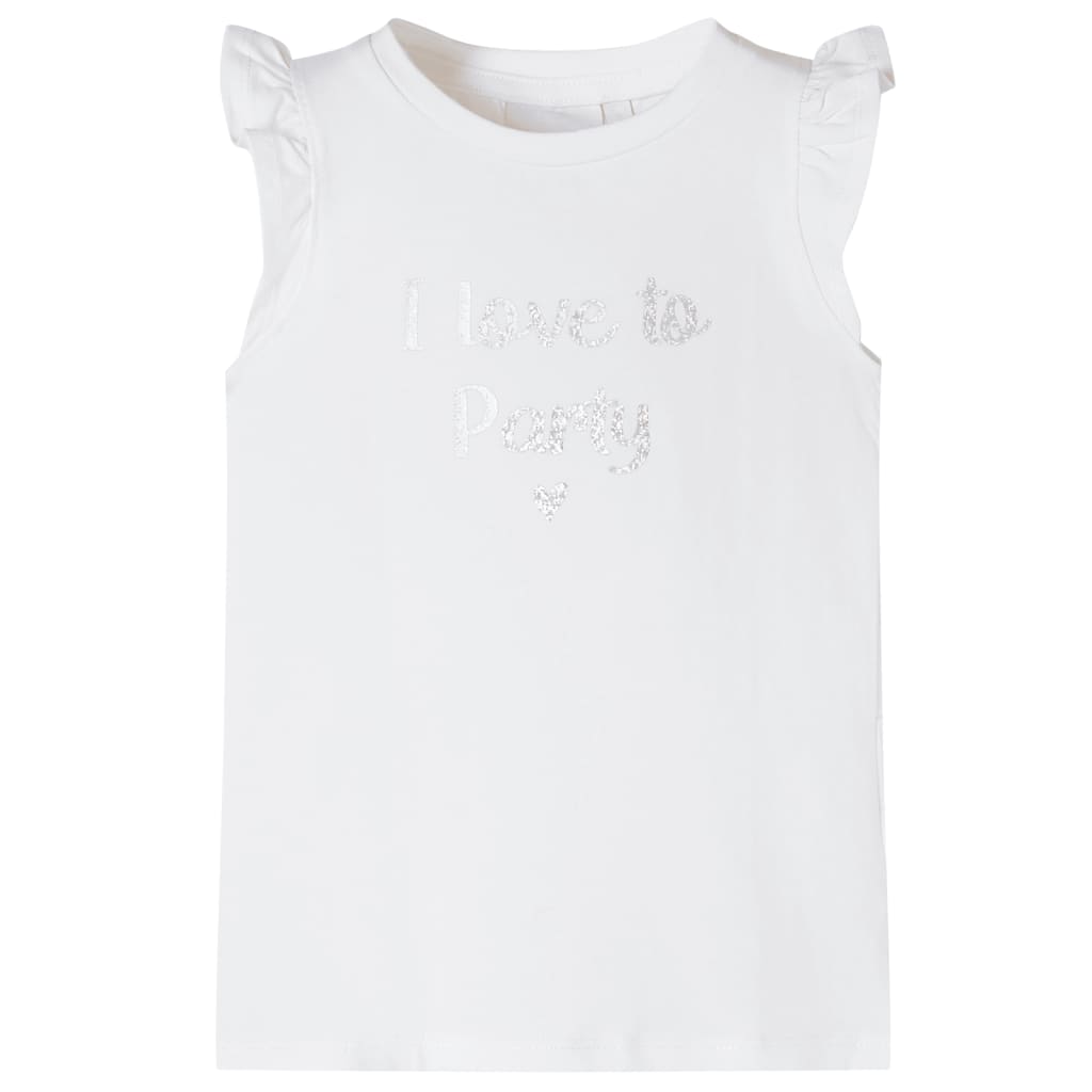Camiseta infantil con mangas de volantes blanco 116