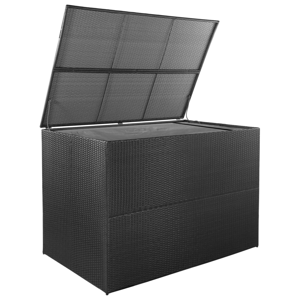 vidaXL Caja de almacenaje jardín 150x100x100 cm ratán sintético negro