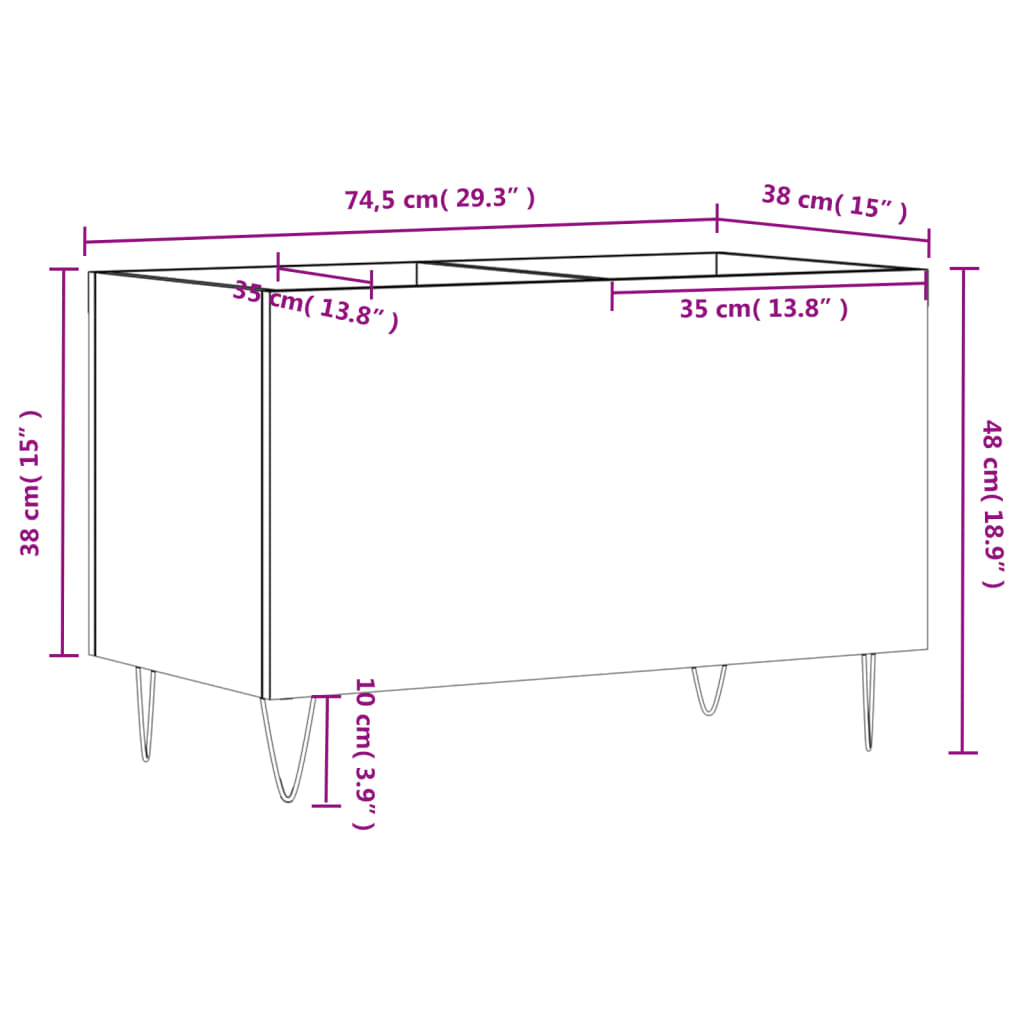 vidaXL Mueble para discos madera contrachapada blanco 74,5x38x48 cm