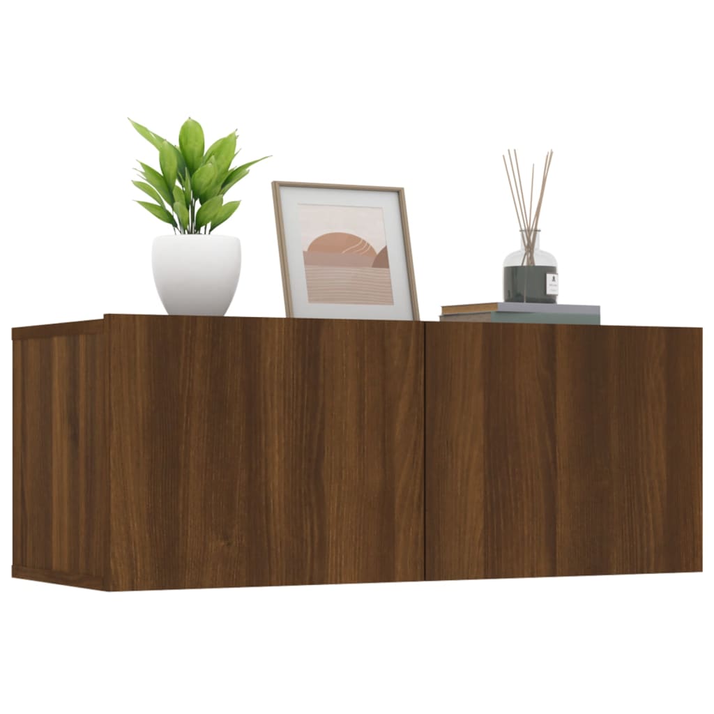 vidaXL Muebles de TV 2 uds madera ingeniería roble marrón 80x30x30 cm