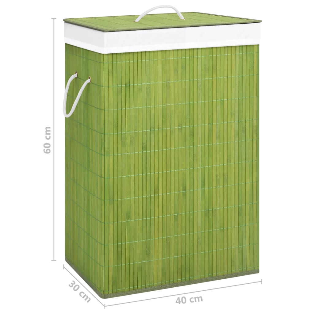 vidaXL Cesta para la ropa sucia de bambú de una sección verde