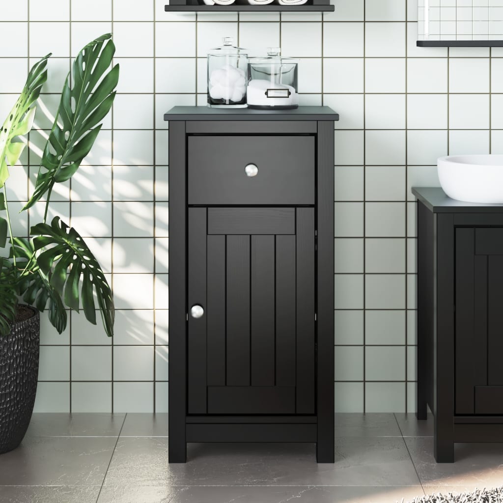 vidaXL Mueble de baño BERG madera maciza de pino negro 40x34x80 cm